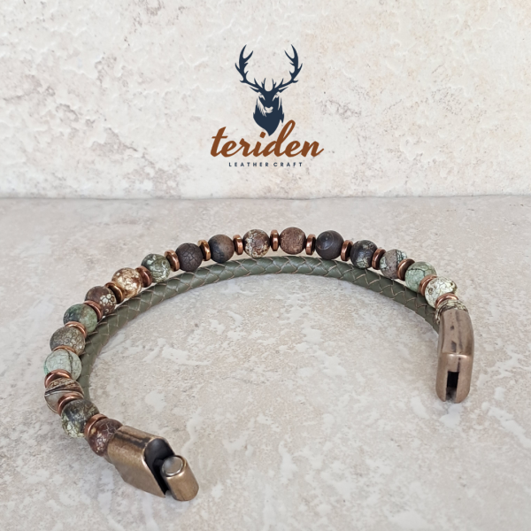Tibet - Green Hakiki Deri Bileklik (Unisex) - Görsel 5