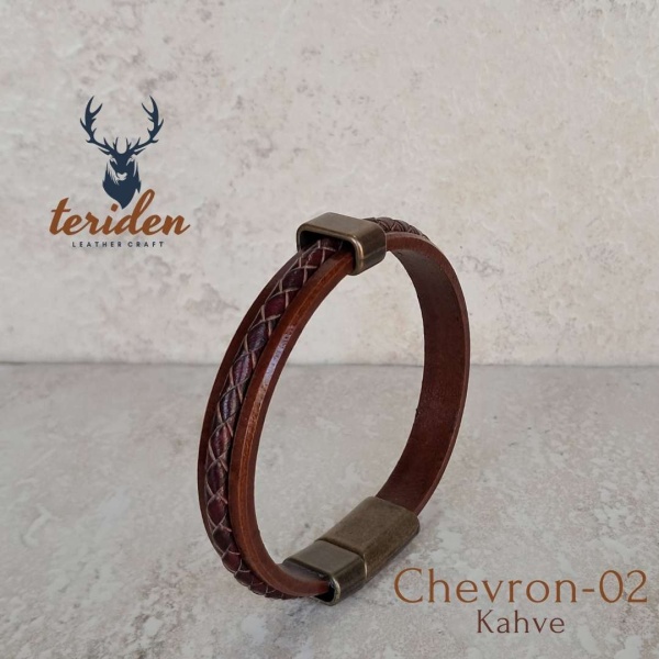 Chevron Hakiki Deri Bileklik (Erkek) - Görsel 4